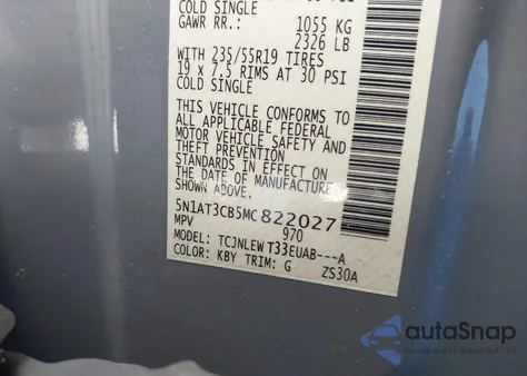 2021 Nissan Rogue Sl Intelligent Awd z USA, uszkodzony, nr VIN 5N1AT3CB5MC822027